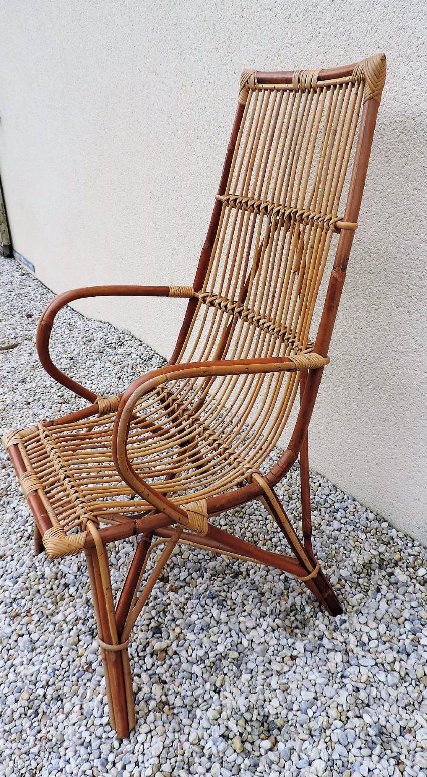 Armchair in rattan of the 1960s
