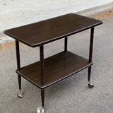 Double-tray rosewood serving trolley on casters 83cm