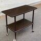 Double-tray rosewood serving trolley on casters 83cm