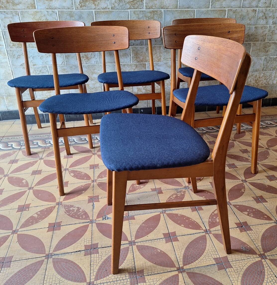 Mid century set of 6 teak dining chairs by Farstrup, Denmark 1960s