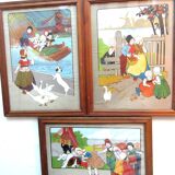 Framed engraving: The Children of Holland, Dog and Cat