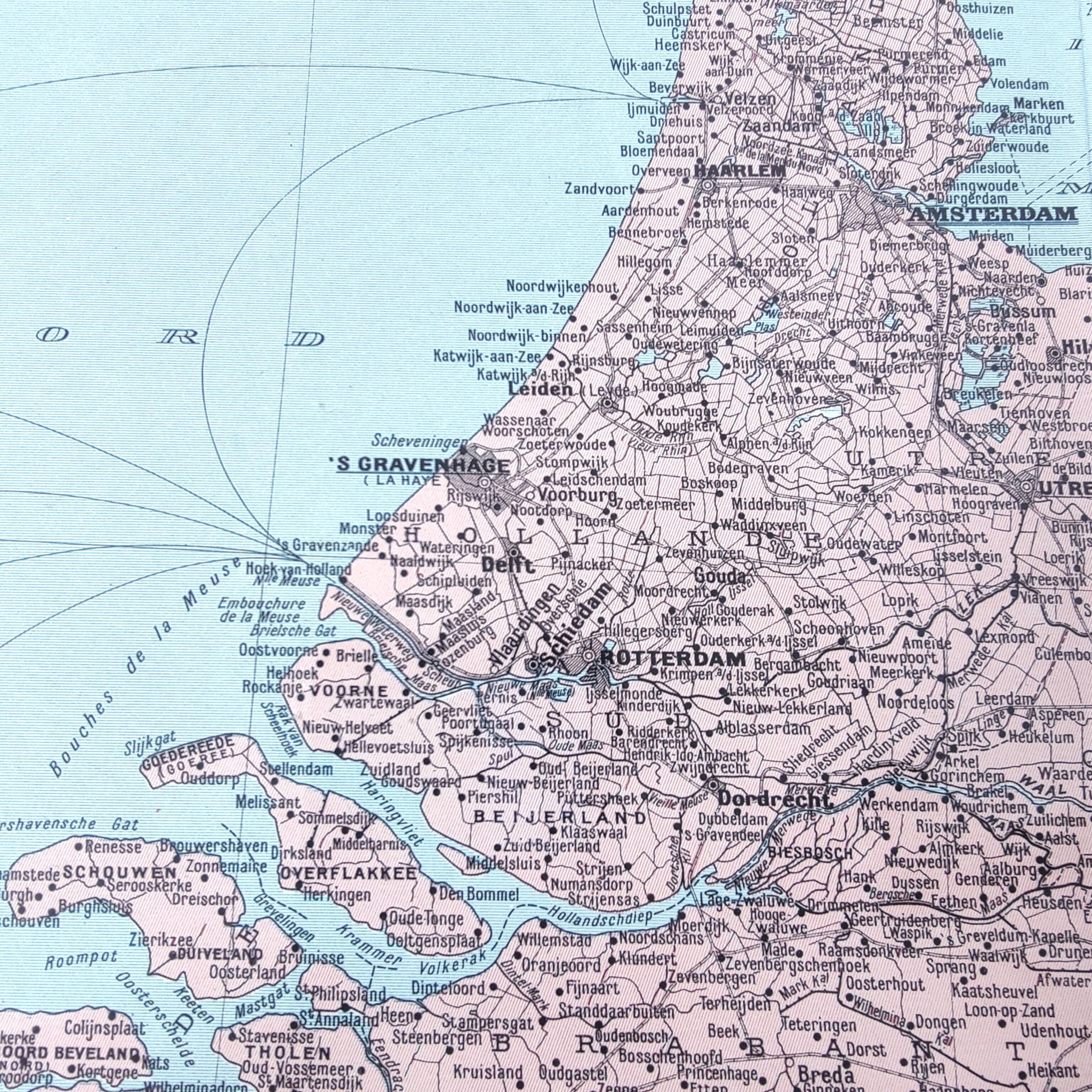 Map of the Netherlands Amsterdam Rotterdam 43x43cm from 1950