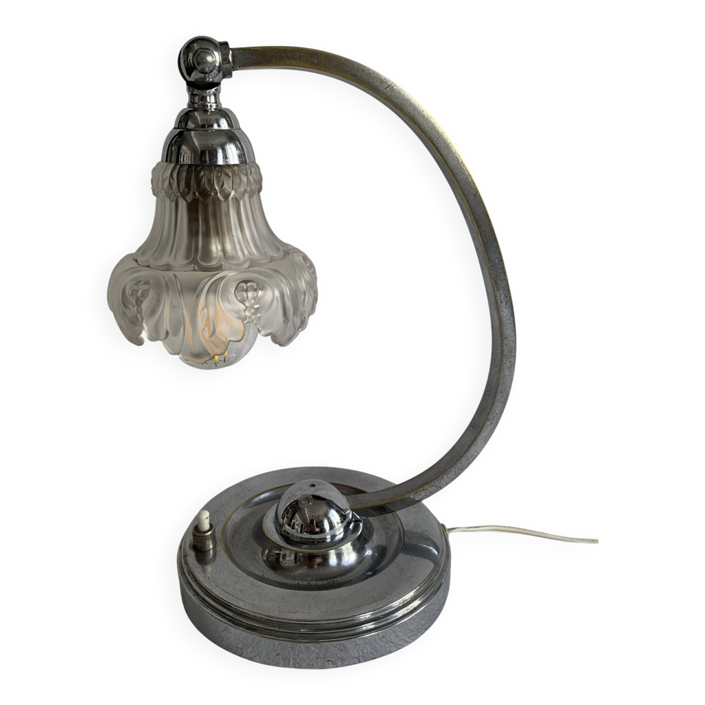 Lampe de table en chrome Art Déco années 1930 N° B284