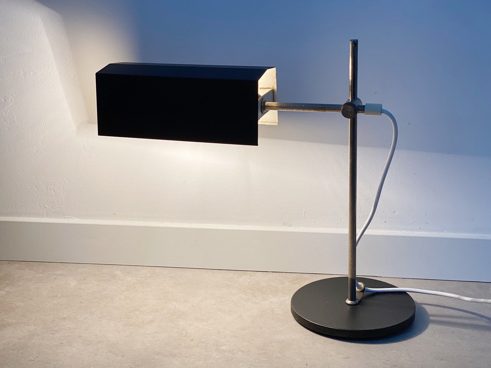 Mid century desk lamp with a rectangular shade