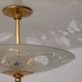 Lustre vintage années 40 en cristal décoré et laiton design italien