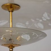 Lustre vintage années 40 en cristal décoré et laiton design italien