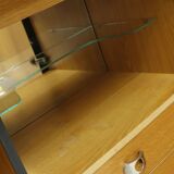 Brutalist Belgian Bar Cabinet in Dark Brown Stained Oak, 1970s