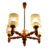 Mid-century Wood Chandelier by Instala Jilove u Decina,1960's
