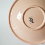 Digoin Sarreguemines pleated hollow dish, powder pink, 1960
