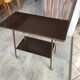 TV stand on casters, 2 brown Formica shelves, 1960s