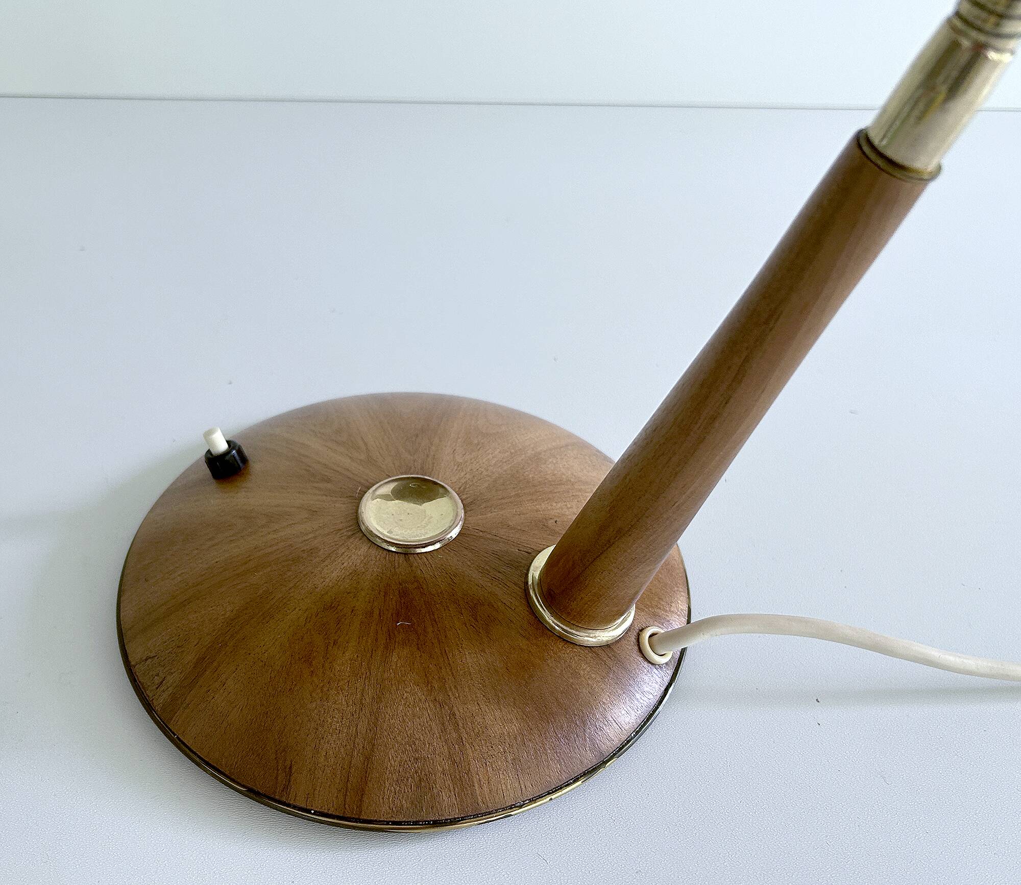 Vintage Scandinavian Lamp, Wood Brass Sisal