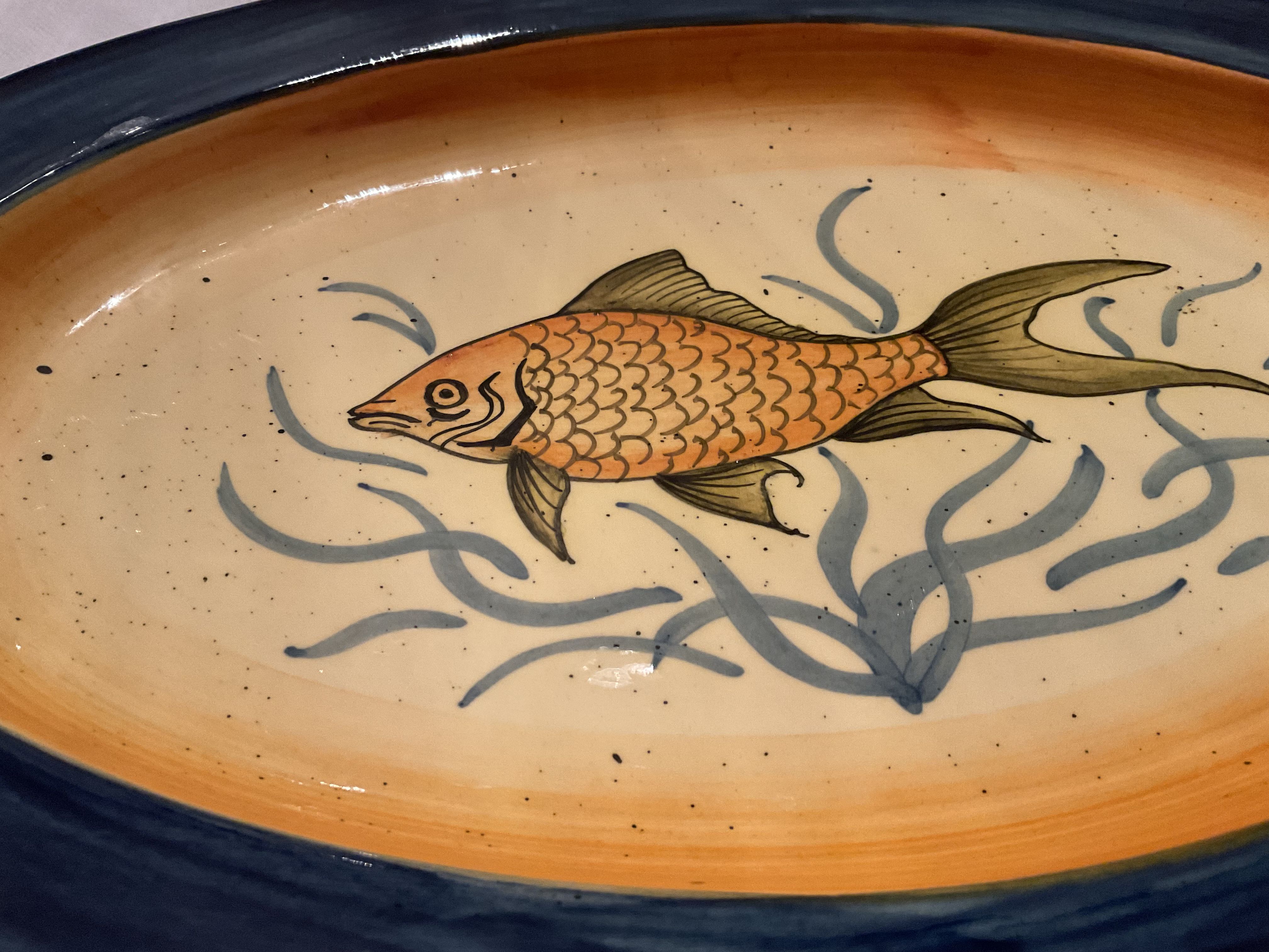 Oval flat . Glazed terracotta . France. Provence