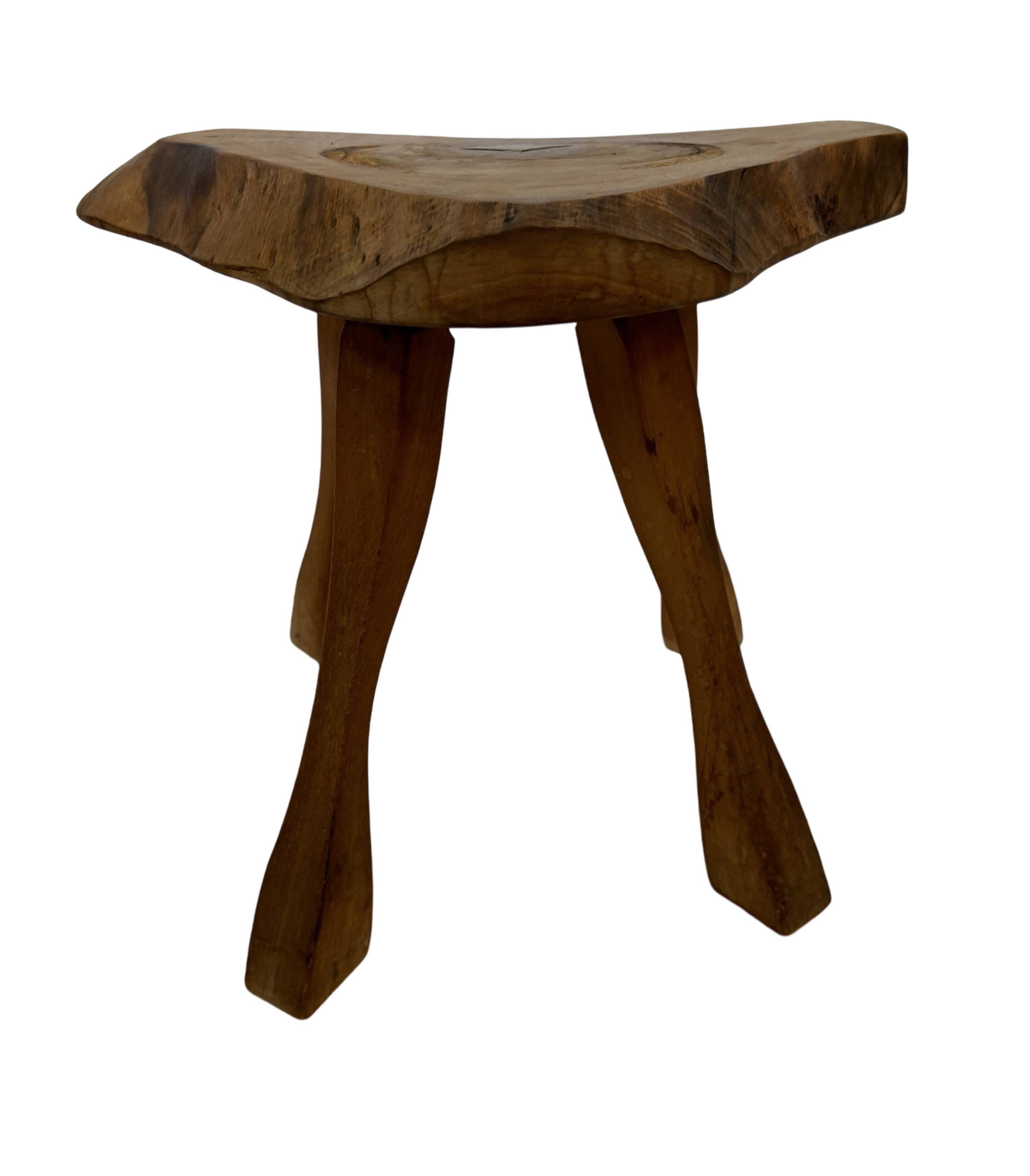 Vintage wooden side table  natural design small table