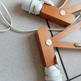 Pair of wooden scissor wall lamps