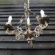 Italian Vintage patinated bronze chandelier with 4 lights with a beautiful wow patina