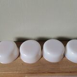 Set of 4 vintage arcopal bowl ramekins white lever France