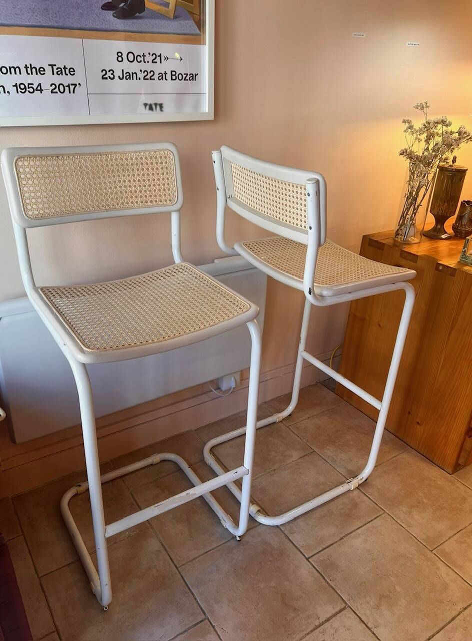 Cesca white bar stools, 1970s, set of 2