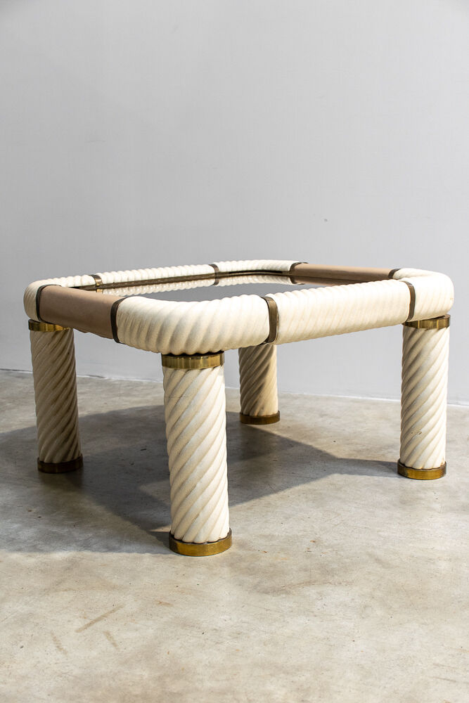 Brass and glass coffee table by Tommaso Barbi 1970'