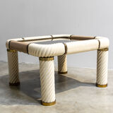 Brass and glass coffee table by Tommaso Barbi 1970'