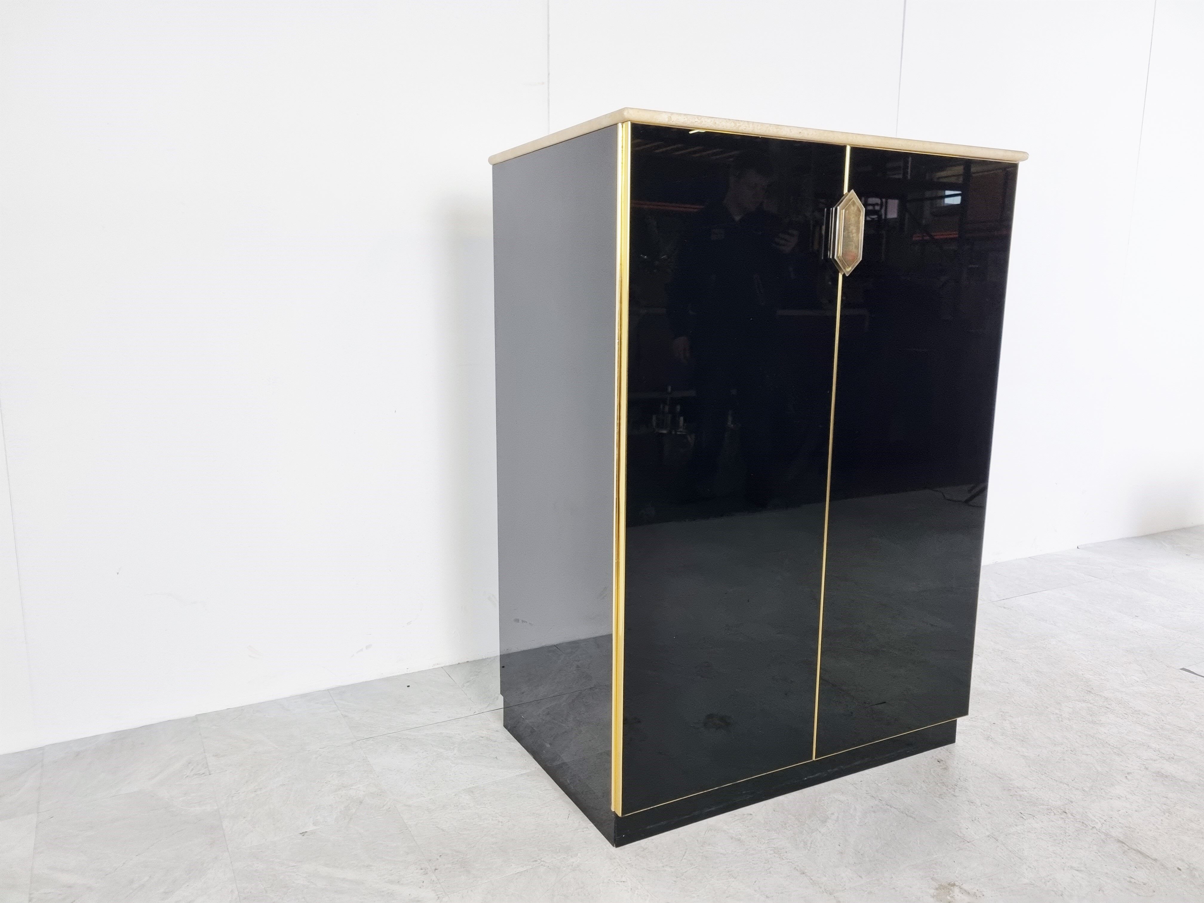 Bar en verre noir, années 1970