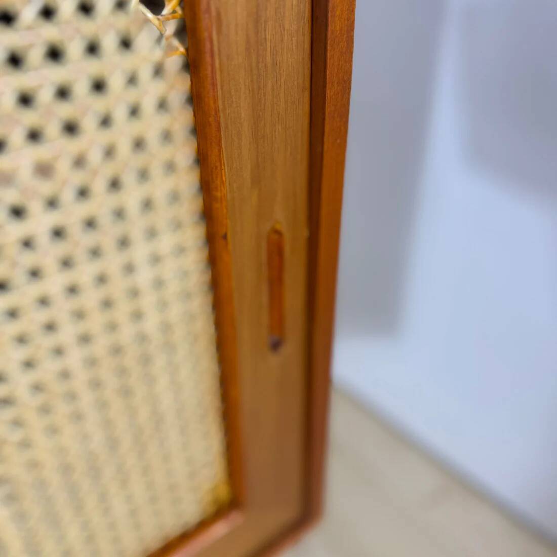 Vintage teak sideboard with rattan doors and drawers – Scandinavian design