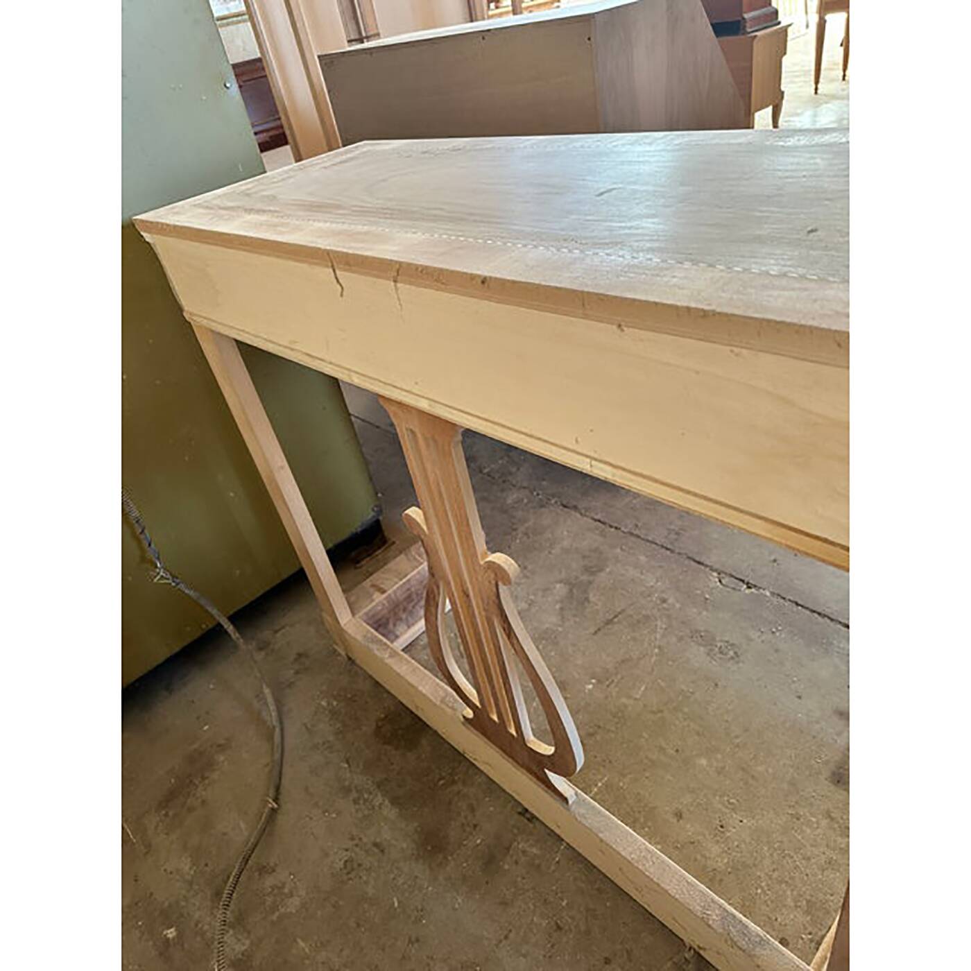 Italian Natural Consolle in Walnut Feather Wood and Maple and Walnut Inlays