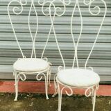 Pair of wrought iron garden chairs patinated 20th century Chairs