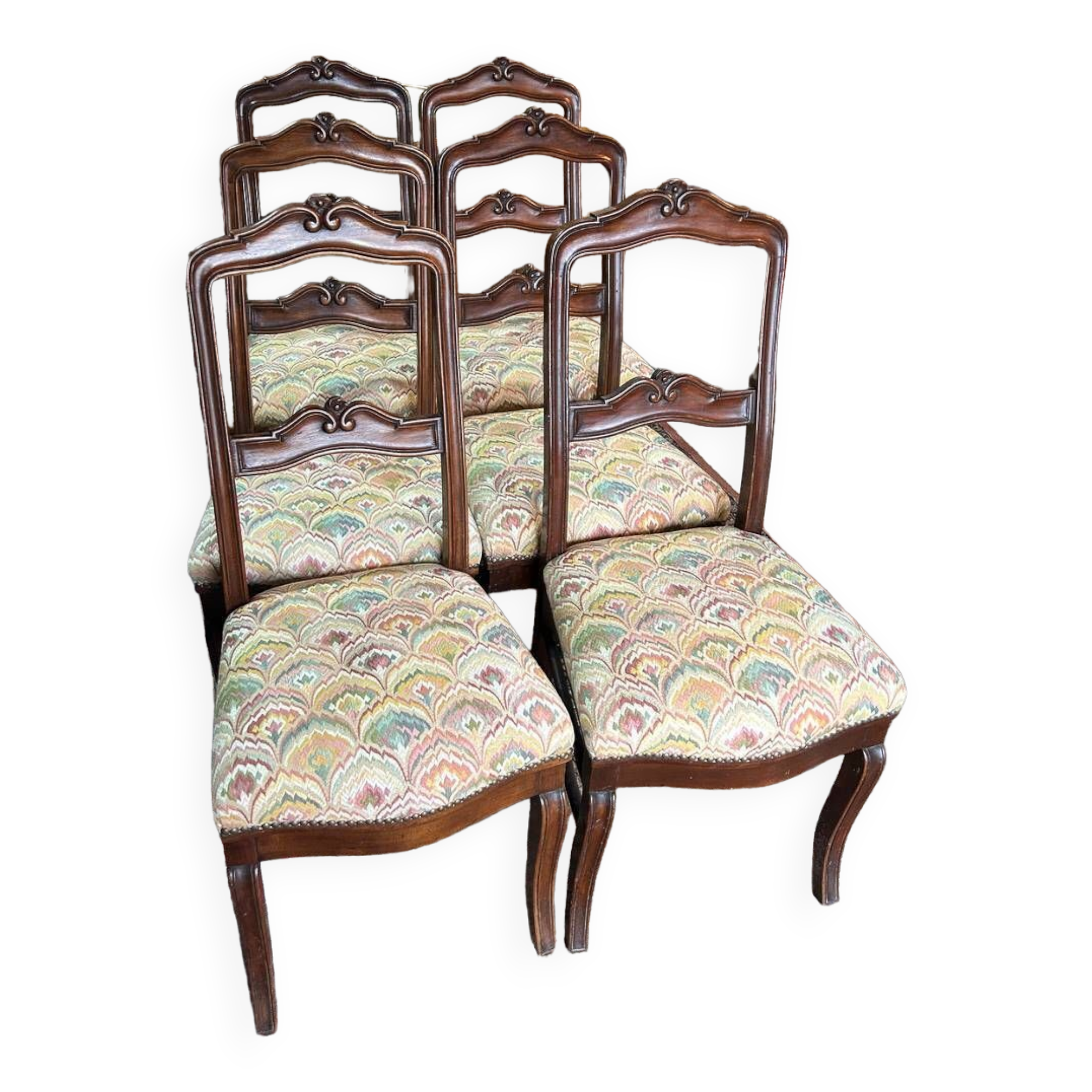 série de 6 chaises en Noyer fin XIXème