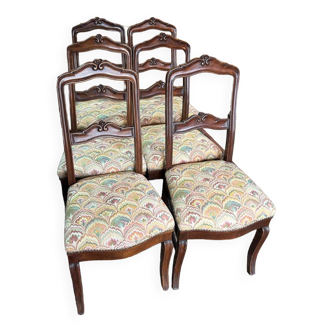 série de 6 chaises en Noyer fin XIXème