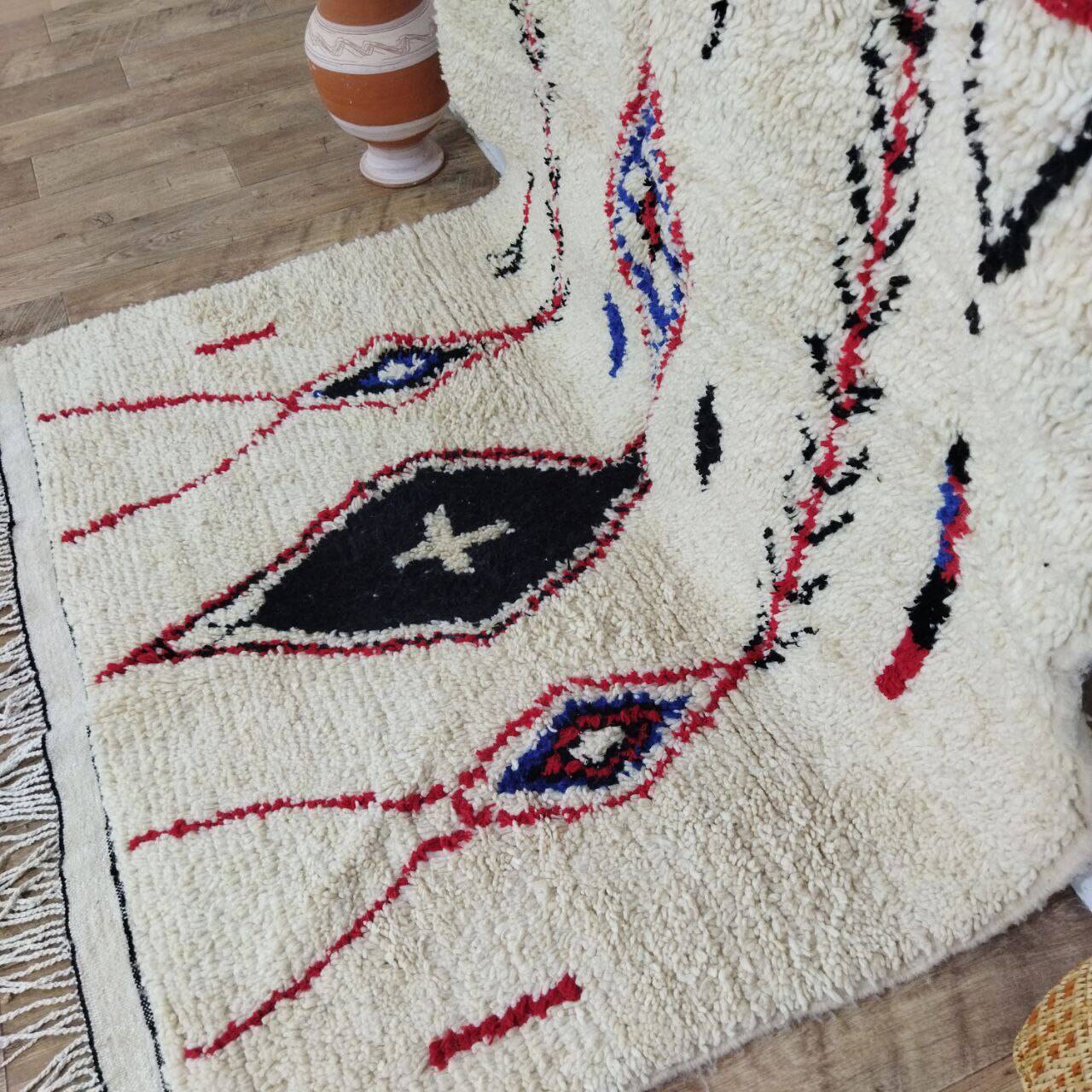 Handmade wool Berber rug 260 x 147 cm