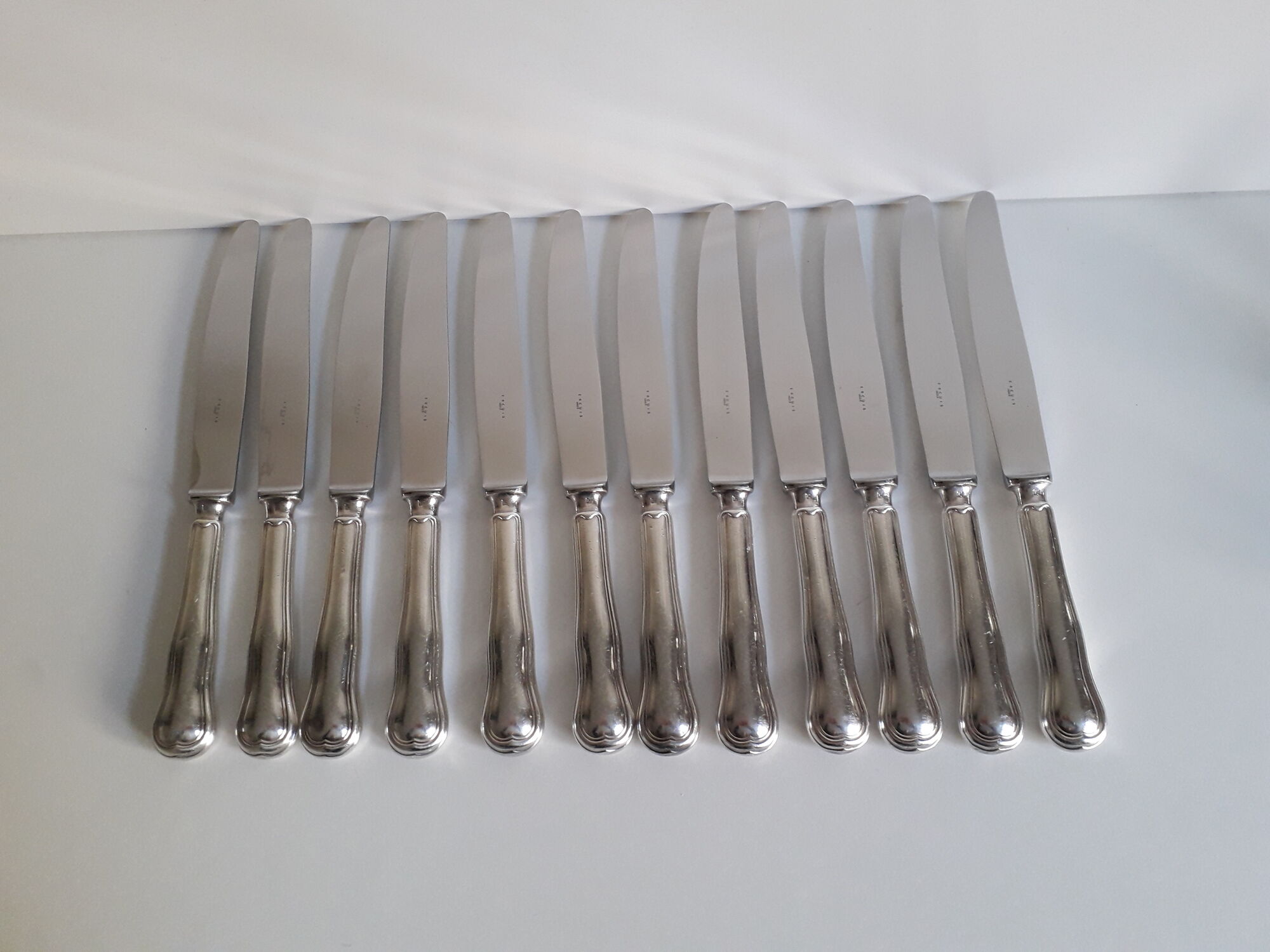 Set of 12 knives silver metal and stainless steel violin model Ercuis