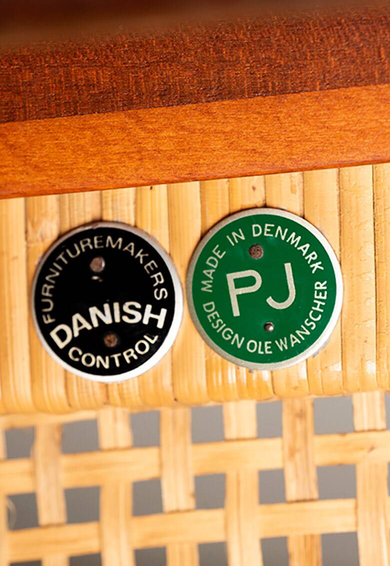 Danish 2-seater sofa in mahogany and cane by Ole Wanscher, 1960.