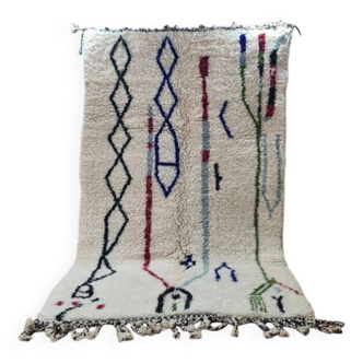 Authentique tapis marocain en laine Beni Ourain - Tapis berbère tissé à la main avec motifs géométriques, Boho-Chic