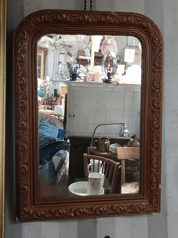 Wooden frame mirror patinated gold plaster dpc 0923079
