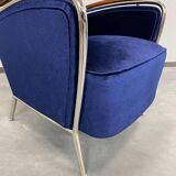 Elegant blue chrome armchairs by Jozsef Peresztegi