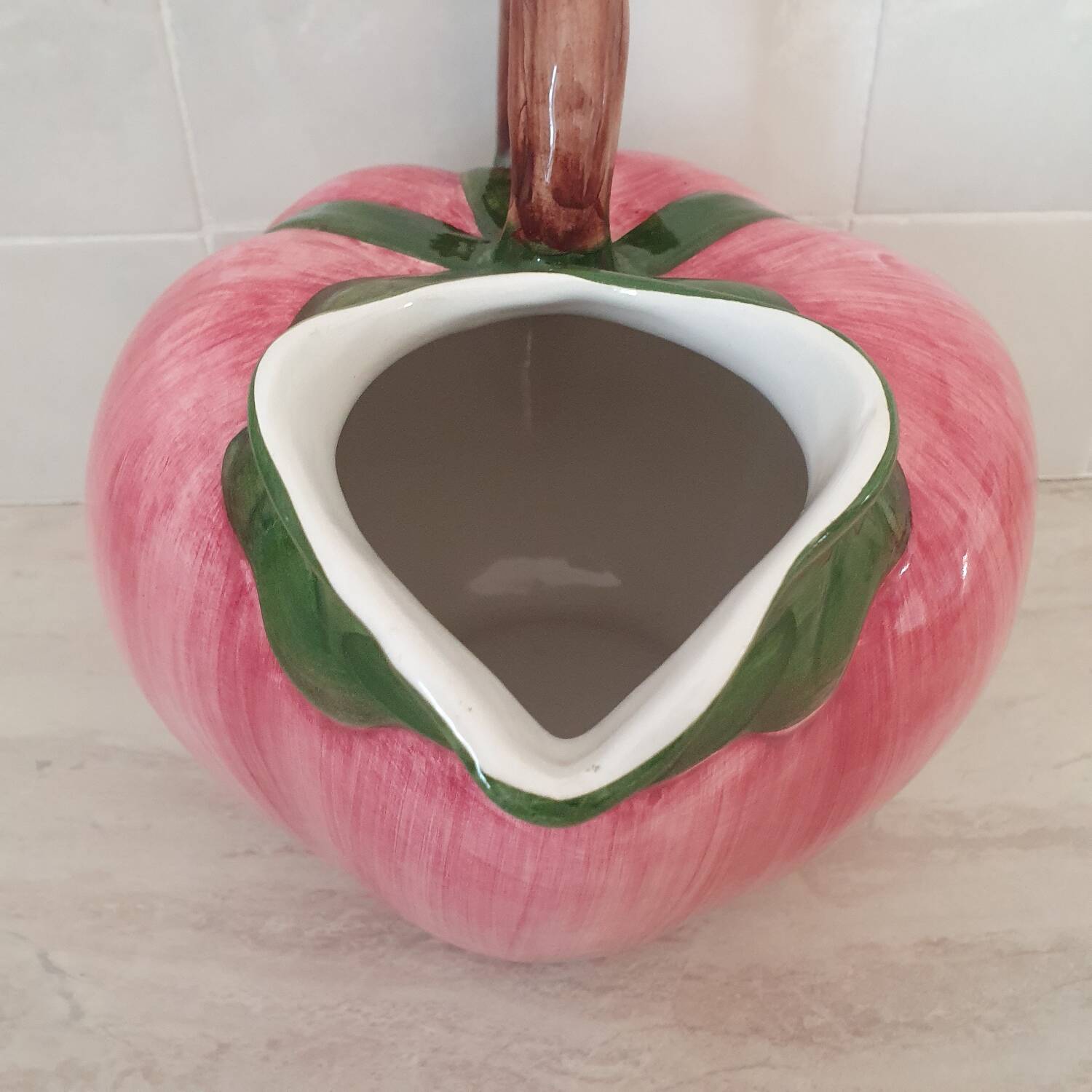 Pichet en céramique forme Pêche ou Tomate / rose