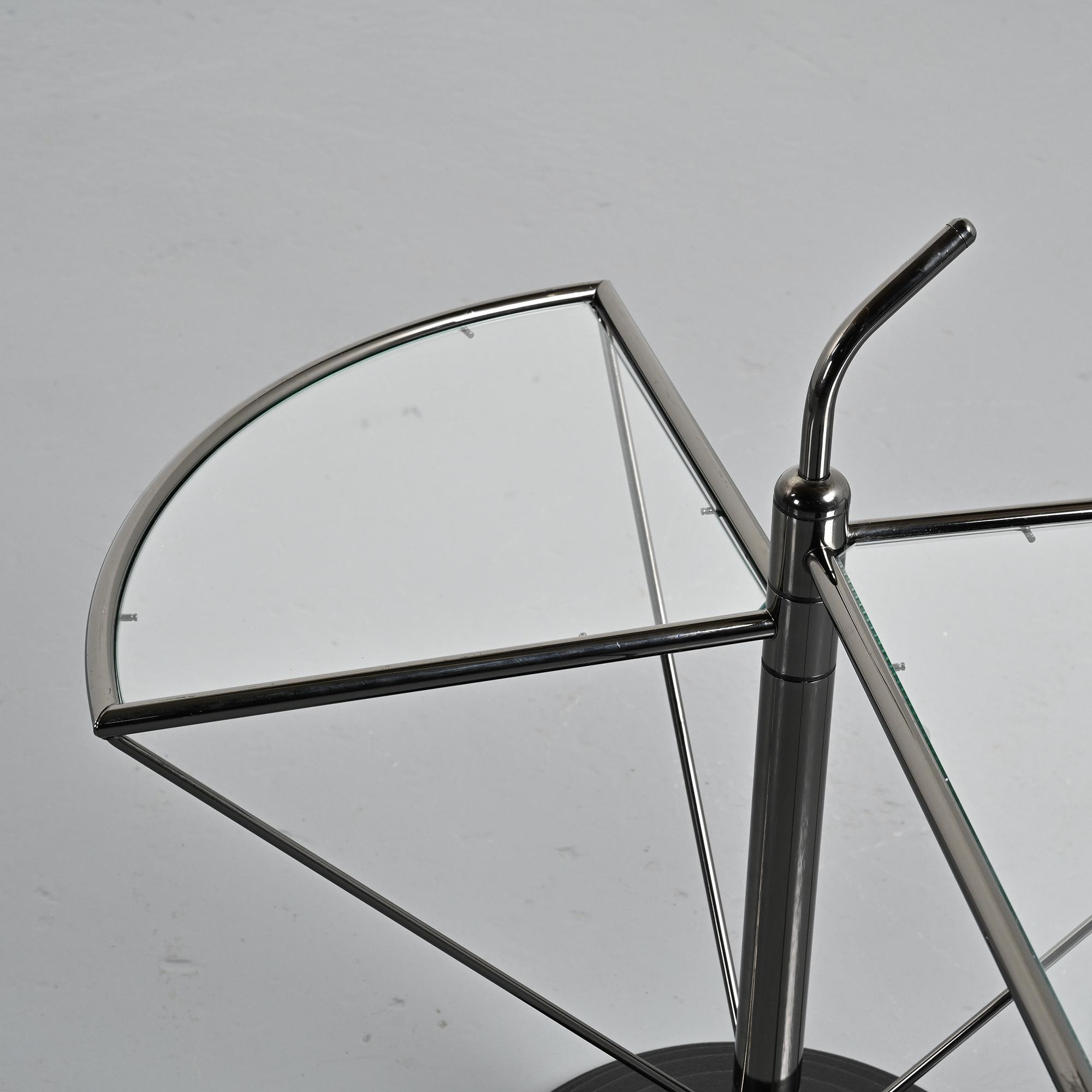 Dardo coffee table in glass and metal by OMA, Italy, circa 1980.