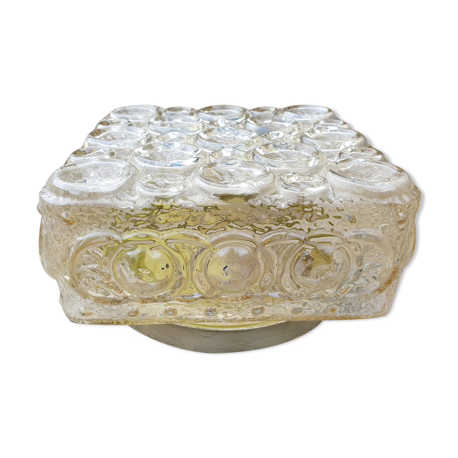 Ceiling lamp circle, amber, vintage, 70s