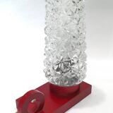 Bedside lamp in red lacquered wood and glass globe from the 1960s-70s