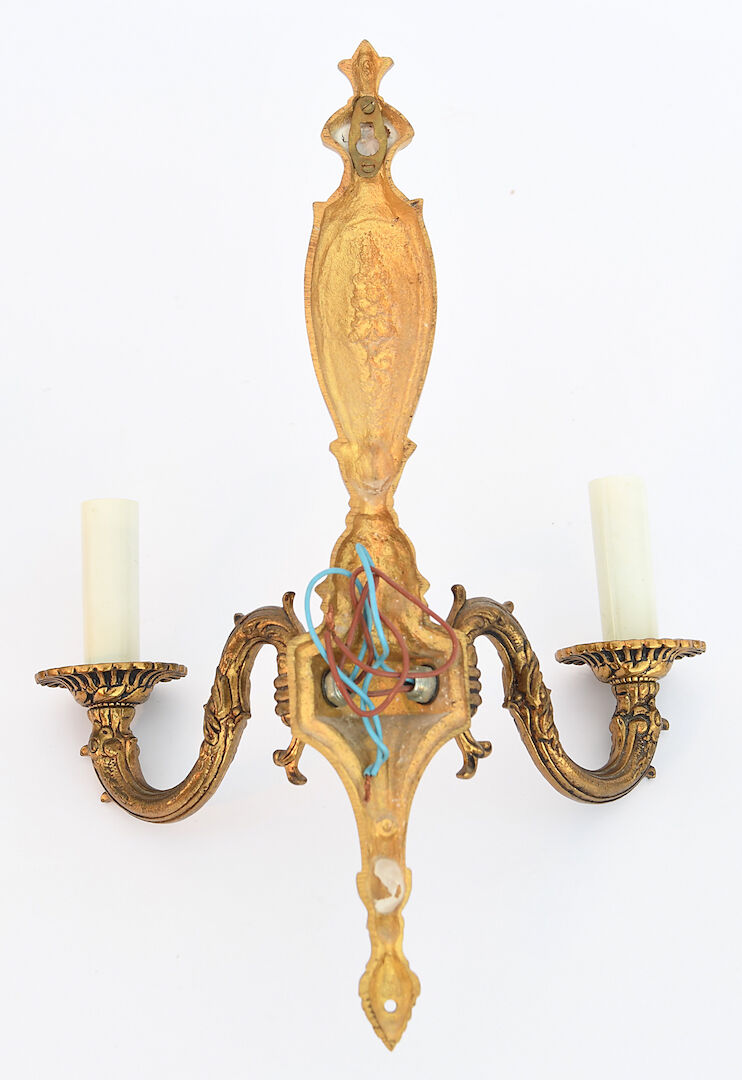 Pair of gilded bronze wall lamps