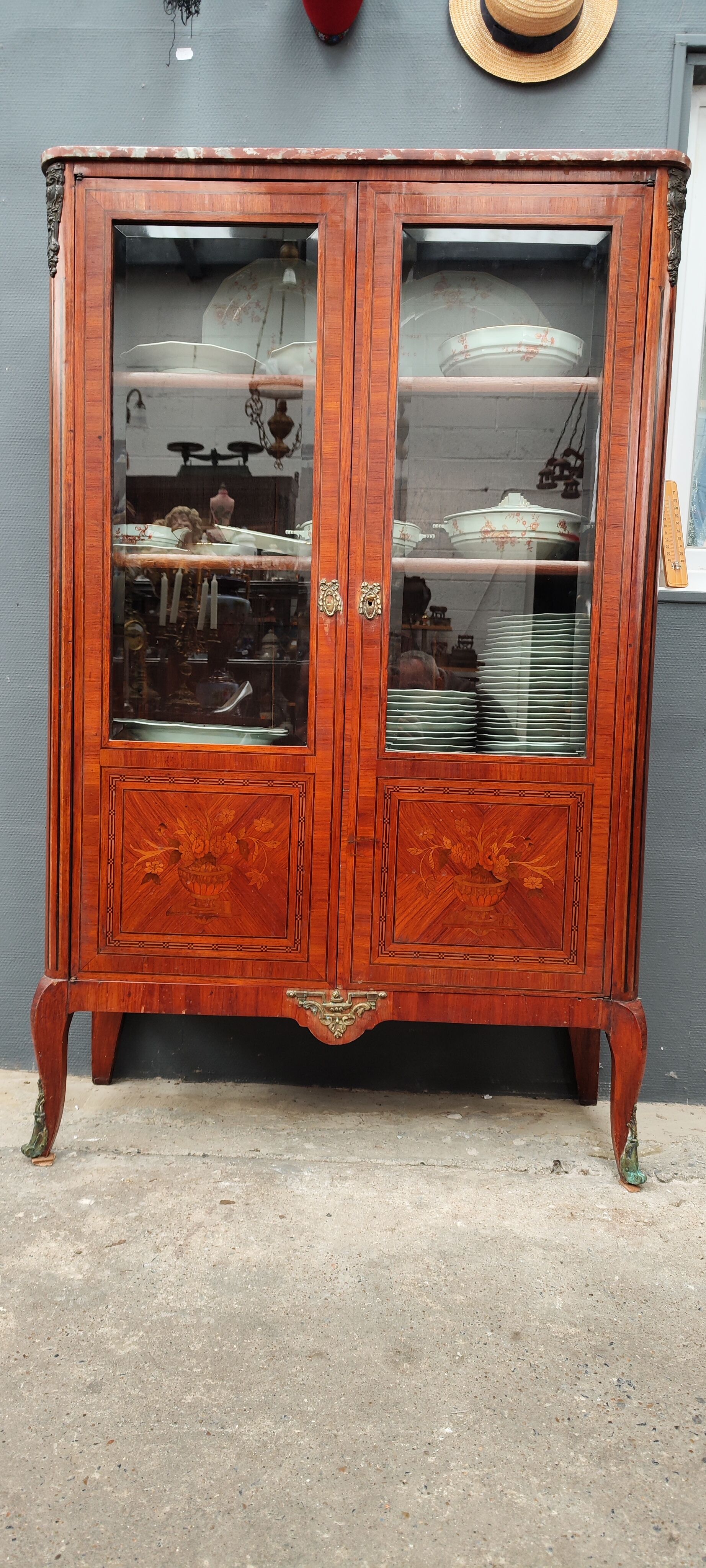 Old marquetry library showcase