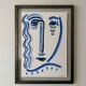 Cubist composition in blue, Vallauris style, signed Blasos.