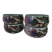 Set of 4 bowls with thistle hand decoration - 1970s