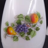 Pitcher or broc in opaline Arcopal fruit décor 1970