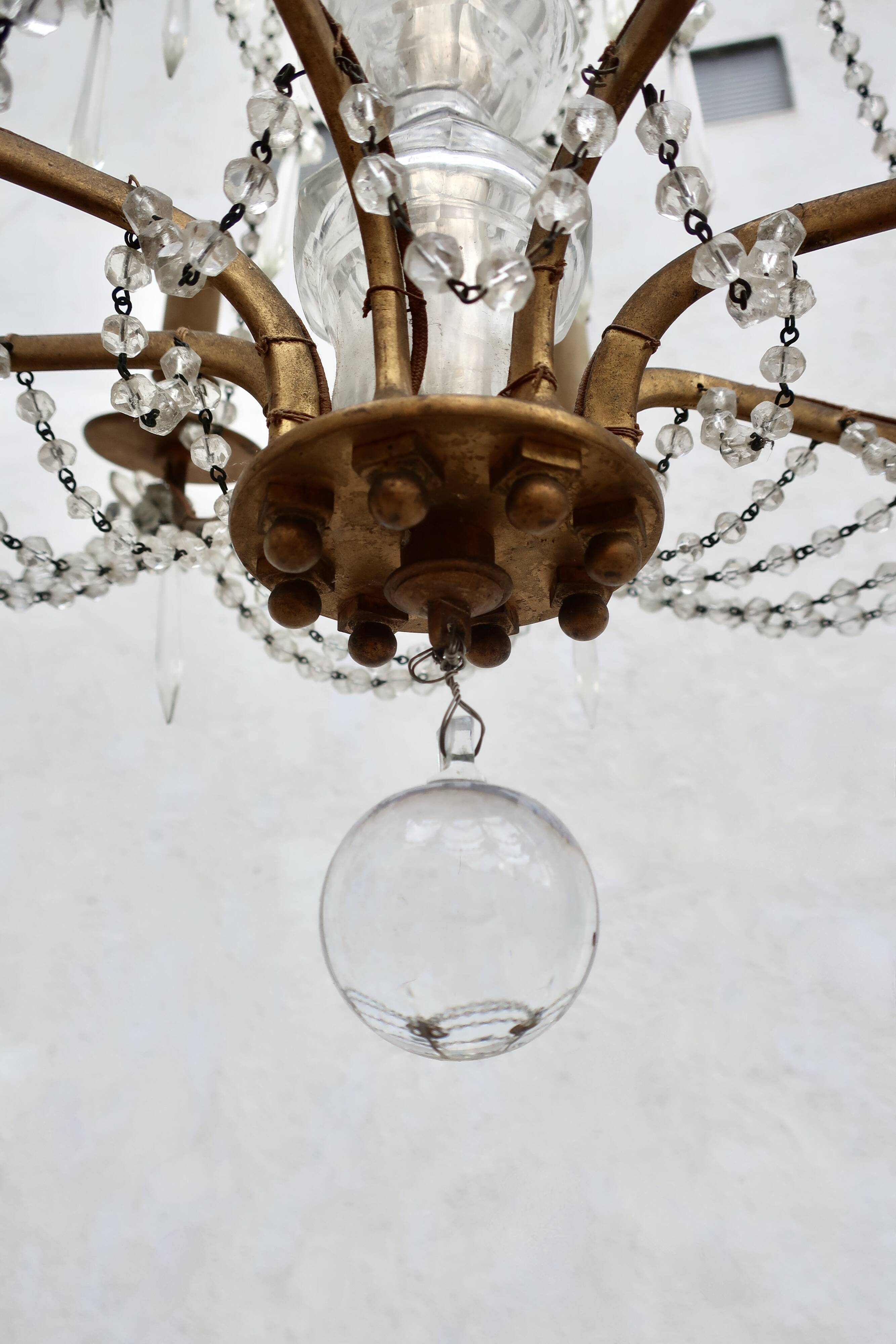 8-Light Bronze Chandelier with Crystal Tassels