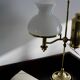 English Quinquet lamp in brass and opaline.