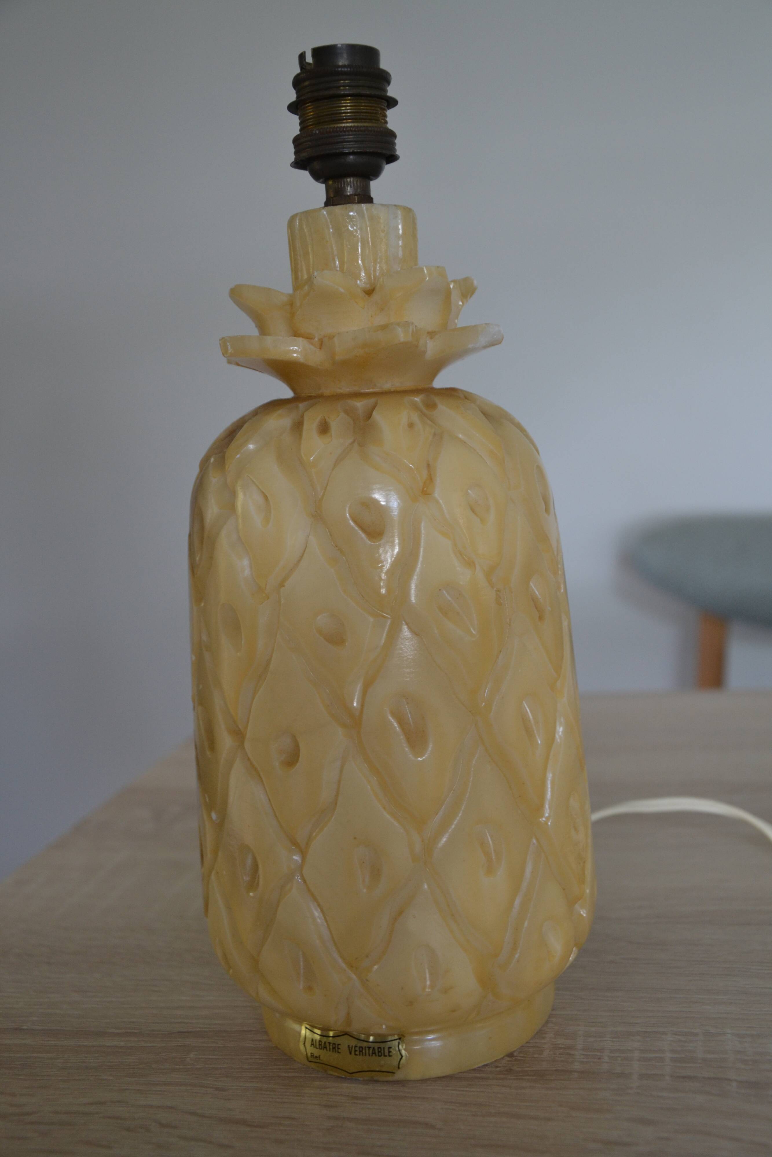 Vintage alabaster pineapple lamp base