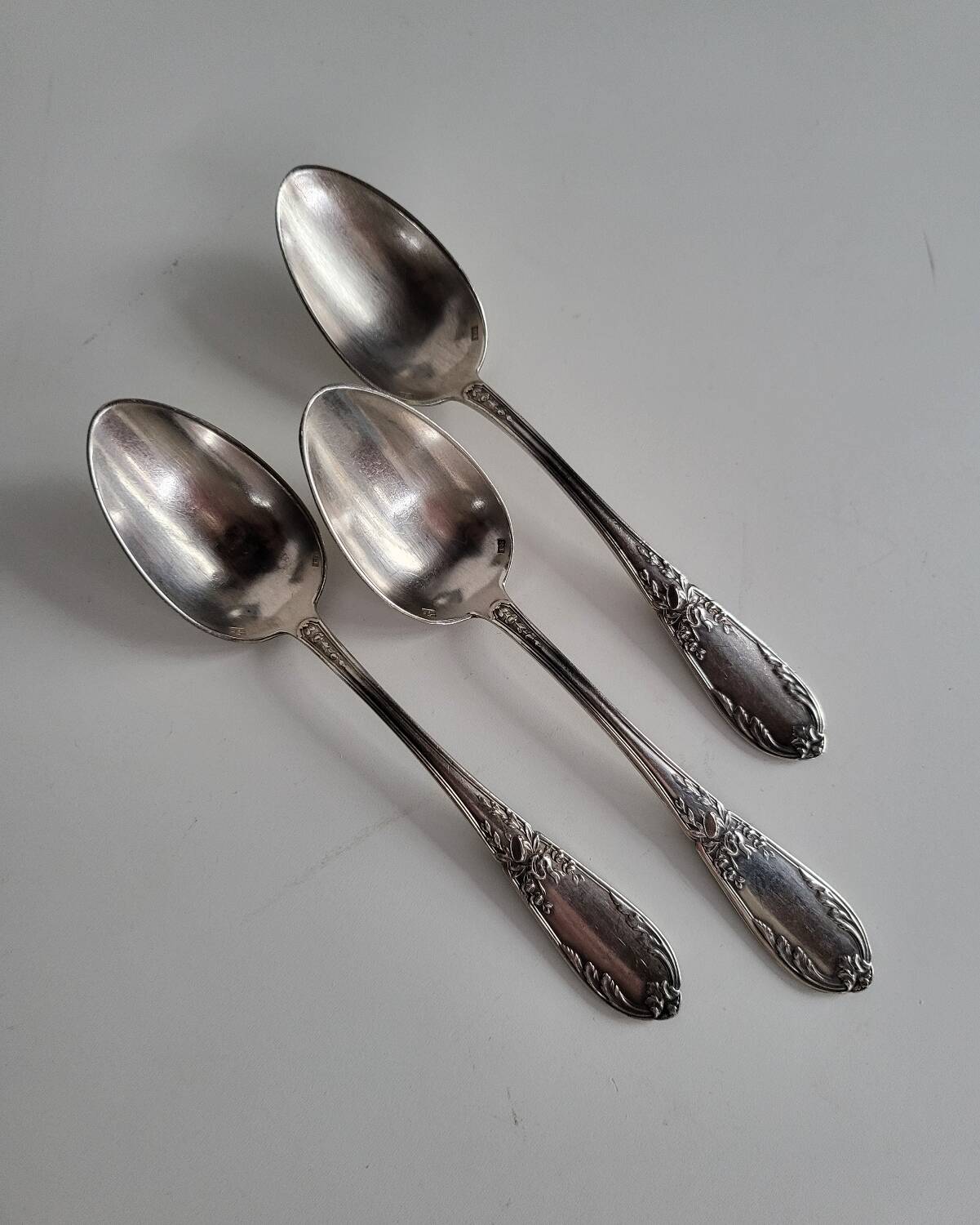 3 Small Silver Metal Dessert Spoons