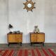 Pair of night table feet compass bedside end of vintage sofa old 1950 1960 retro