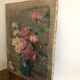 Huile sur toile ancienne Bouquet de roses